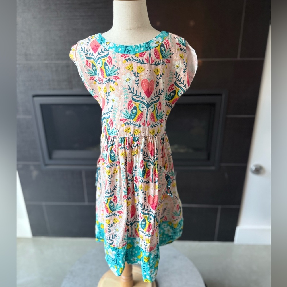 Floral Kids Dress with Heart Pattern